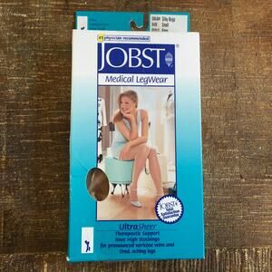Jobst Beige Firm Compression Knee High Sock S Small  20-30 mmHg Ultra Sheer NEW